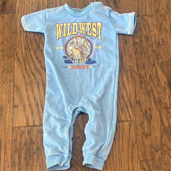 Disney Other - Disney Toy Story Woody Wild West Blue Romper